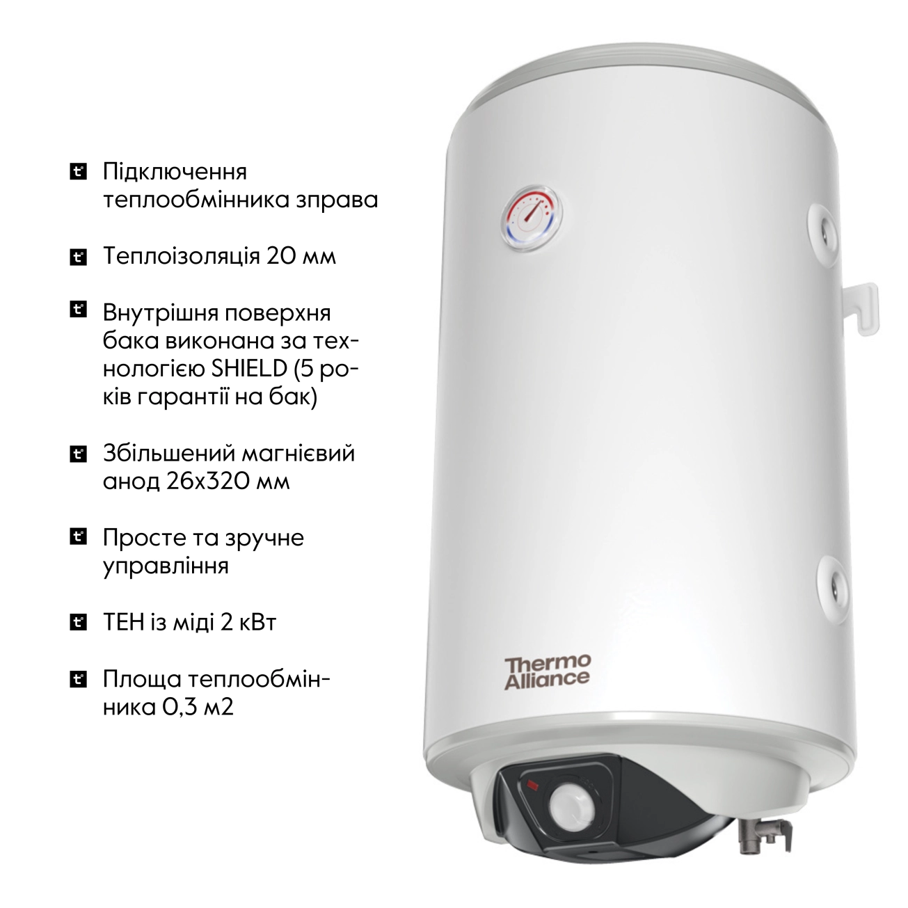 Водонагрівач  комбінований Thermo Alliance  80 л.  (CWH 8044 4S R) Фото - 3
